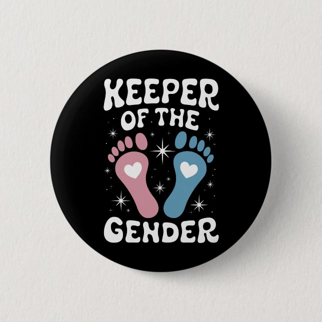 Keeper Of The Gender Reveal Party Boy Girl Family Button (Front)