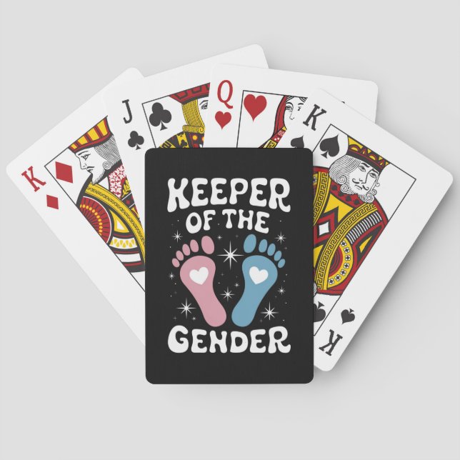 Keeper Of The Gender Reveal Party Boy Girl Family Poker Cards (Back)