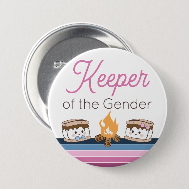 Keeper Of The Gender Pins - Gender Reveal Party Accessories With Blue & Pink Ribbon