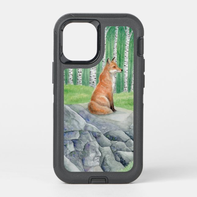 "Keepers of Birch Glen" Red Fox Art iPhone 12 case (Back)