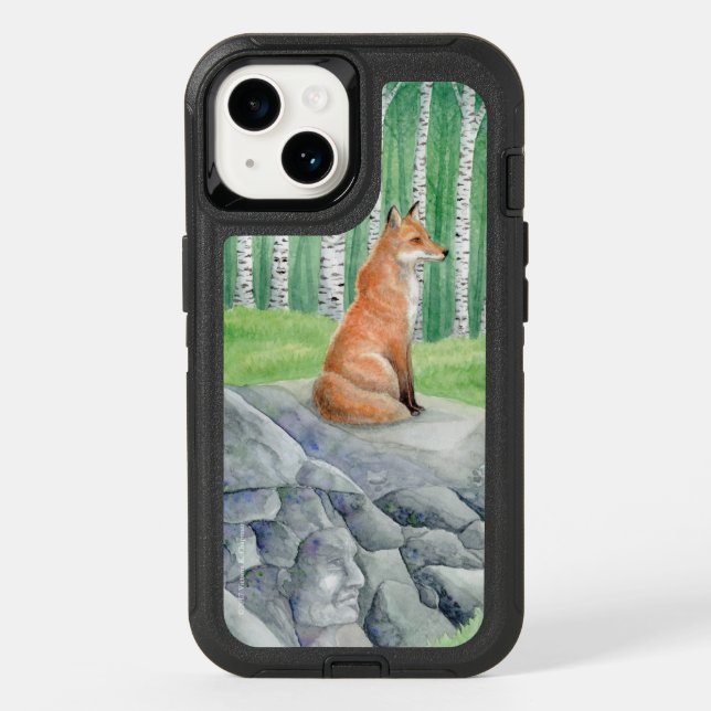 "Keepers of Birch Glen" Red Fox Art iPhone 14 case (Back)