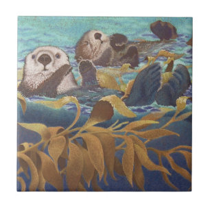 Keepers of the Kelp Sea Otters Ceramic Tile