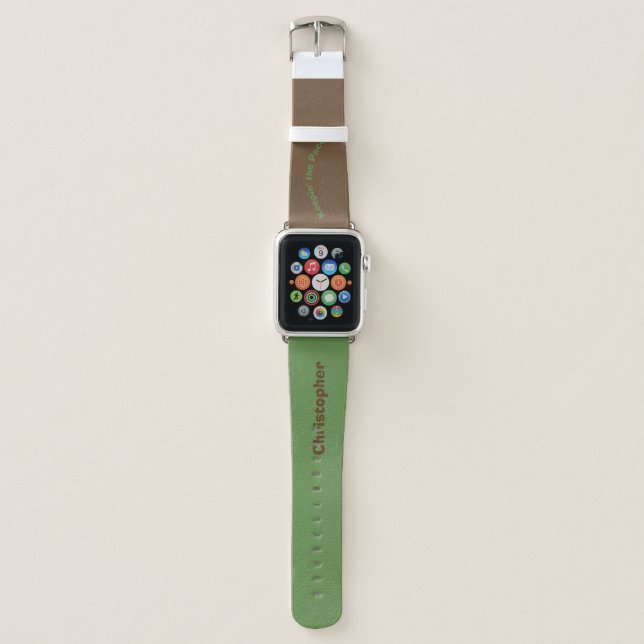 Keepin' the Pace Apple Watch Leather Name Band (Front)