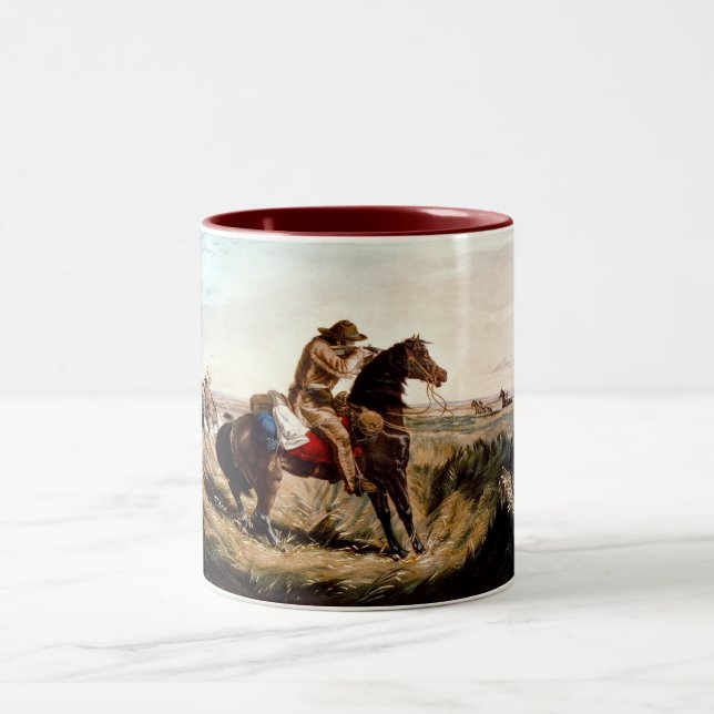 Keeping a check on native American indians Two-Tone Coffee Mug (Center)