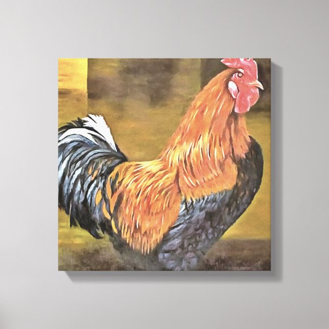 Keeping Chickens Farmyard Rooster Art  Canvas Print (Front)