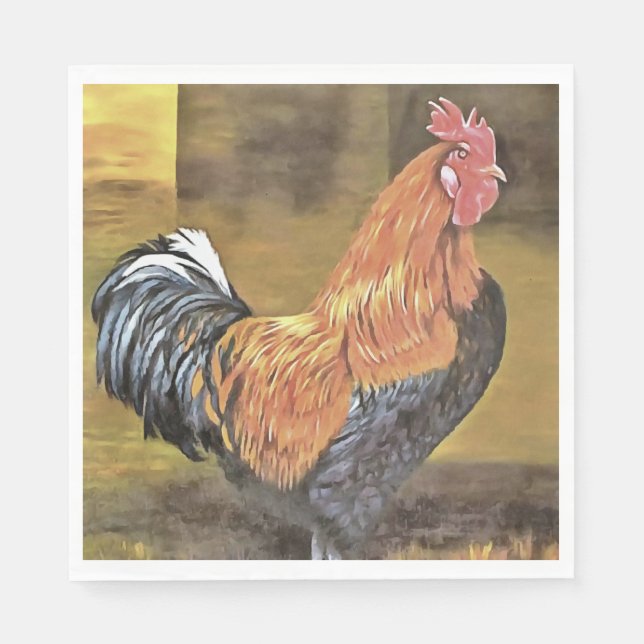 Keeping Chickens Farmyard Rooster Art  Napkins (Front)