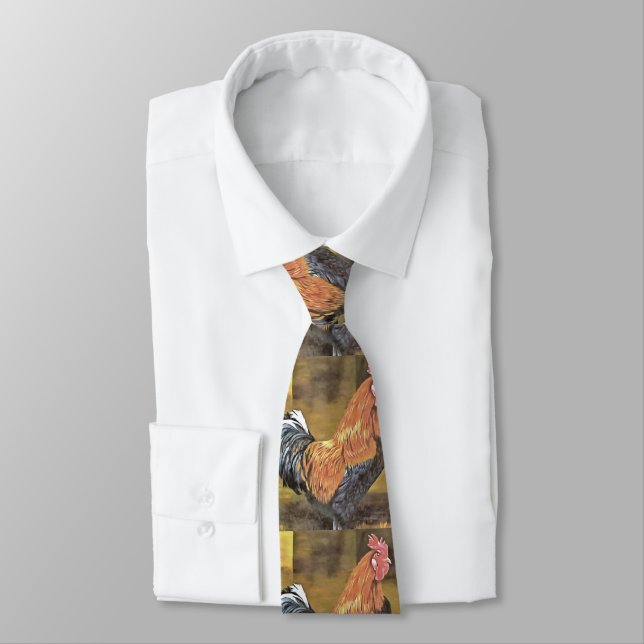 Keeping Chickens Farmyard Rooster Art  Neck Tie (Tied)