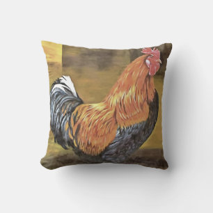 Keeping Chickens Farmyard Rooster Art Throw Pillow