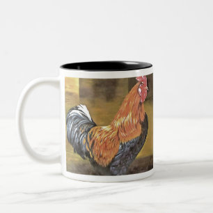 Keeping Chickens Farmyard Rooster Art Two-Tone Coffee Mug