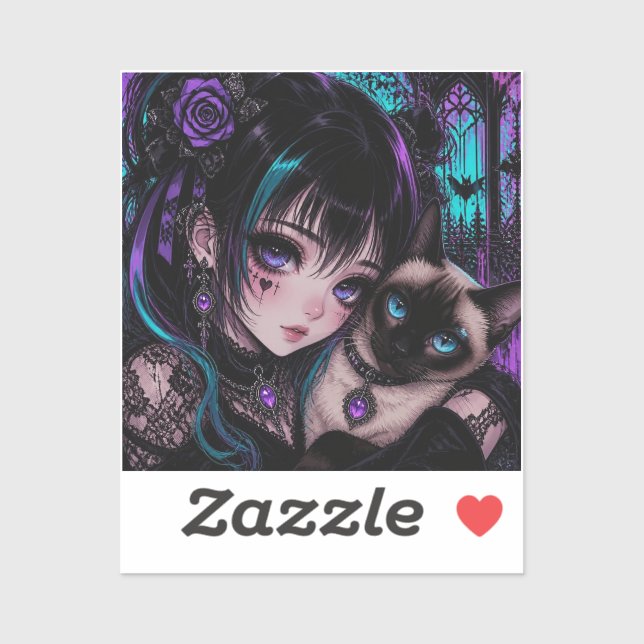 Keeping in Touch | Anime Girl & Cat Sticker (Sheet)