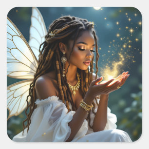 Keeping in Touch Fairy and Gold Dust Square Sticker