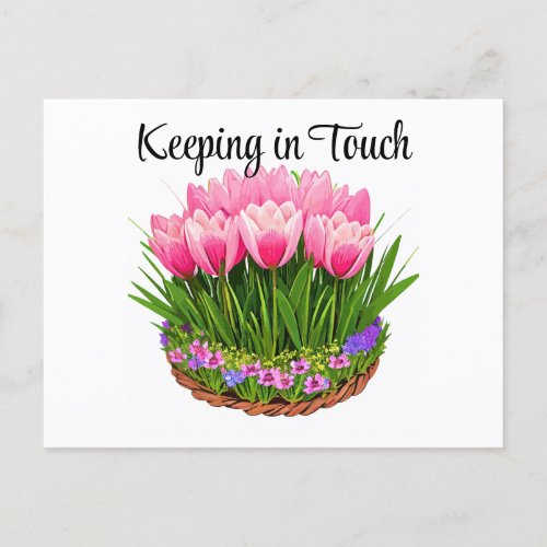 Keeping in Touch  Pink Tulips Postcard
