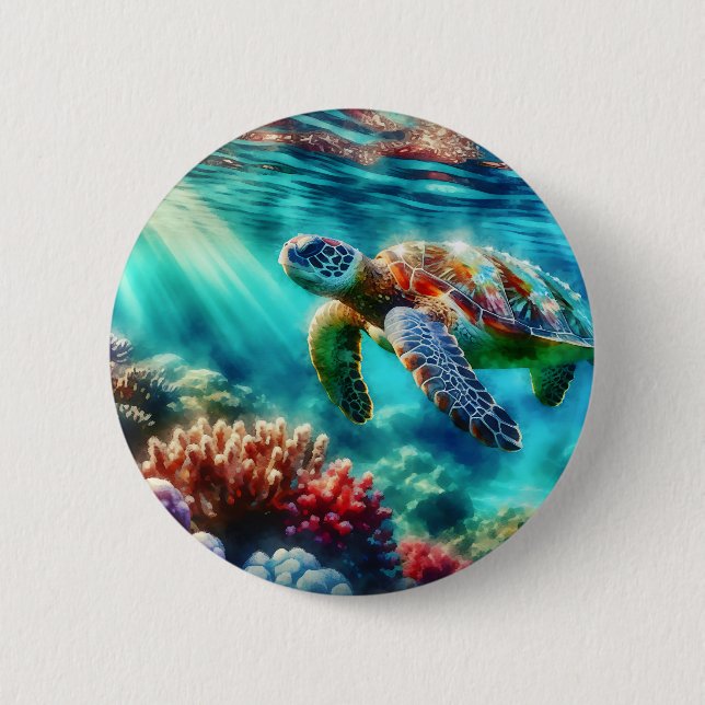 Keeping in Touch  | Sea Turtle Swimming Button (Front)