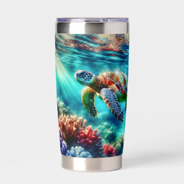 Keeping in Touch  | Sea Turtle Swimming Insulated Tumbler (Front)