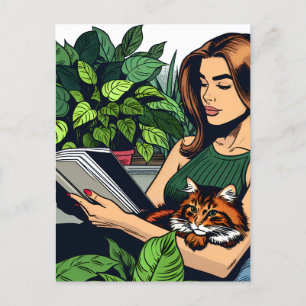 Keeping in Touch Woman Reading Postcard