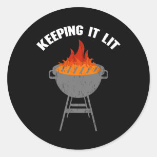 Keeping It Lit Funny Bbq Grilling  Classic Round Sticker