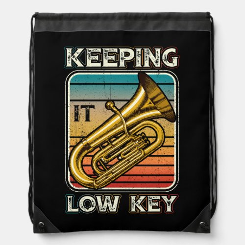 Keeping It Low Key Instrument Tuba Player Bass Cle Drawstring Bag