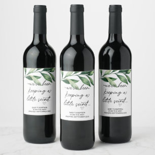 Keeping Little Secret Baby Pregnancy Announcement  Wine Label
