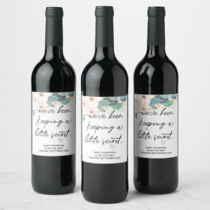 Keeping Little Secret Baby Pregnancy Announcement Wine Label