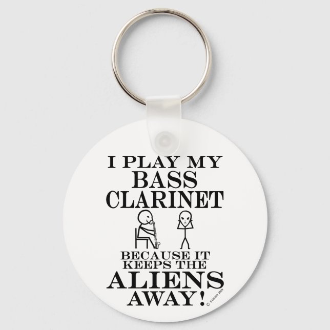 Keeps Aliens Away Bass Clarinet Keychain (Front)