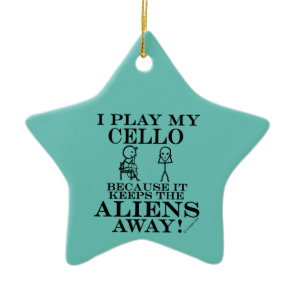 Keeps Aliens Away Cello Ceramic Ornament