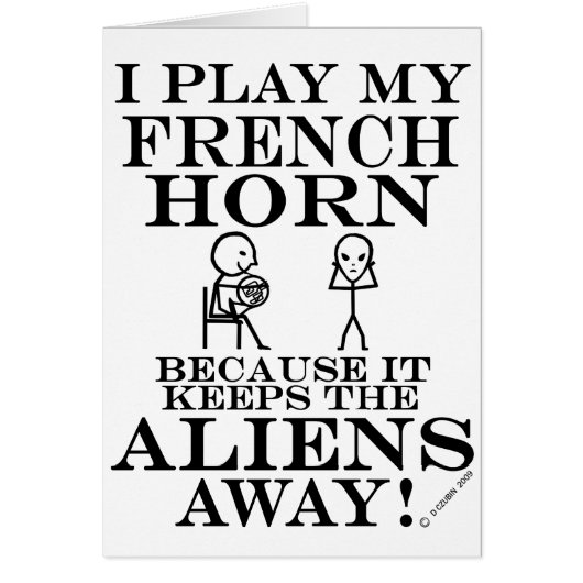 Keeps Aliens Away French Horn Cards (Front)