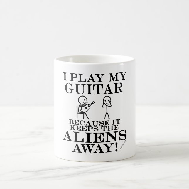 Keeps Aliens Away Guitar Coffee Mug (Center)
