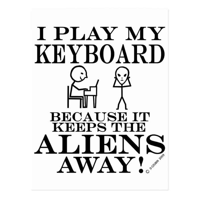 Keeps Aliens Away Keyboard Postcards