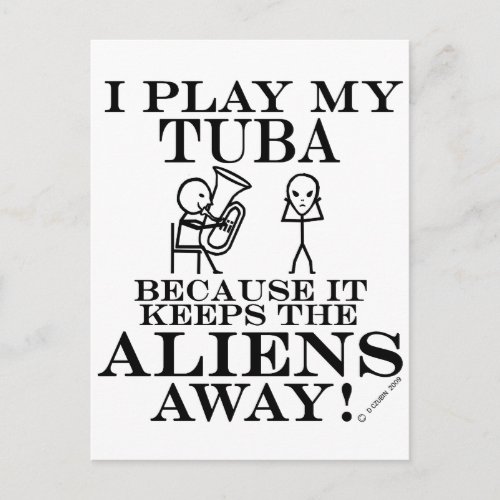 Keeps Aliens Away Tuba Postcard