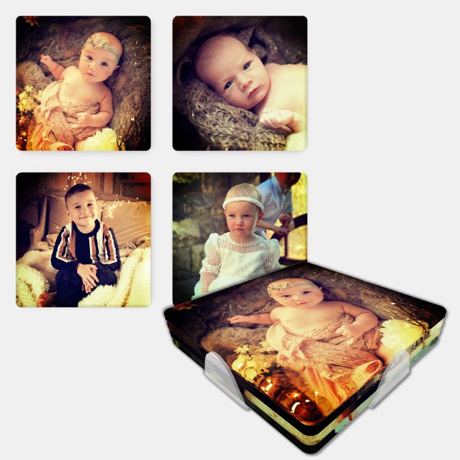Keepsake 4 photo children Recoleta filter Coaster Set (Creator Uploaded)