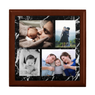 Keepsake 4 Photo Collage Black Marble Print Gift Box
