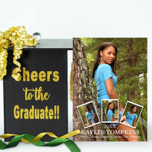 Keepsake 4 Photo Modern Graduation Custom Invitations