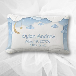 Keepsake Baby Boy Birth Record Lumbar Pillow