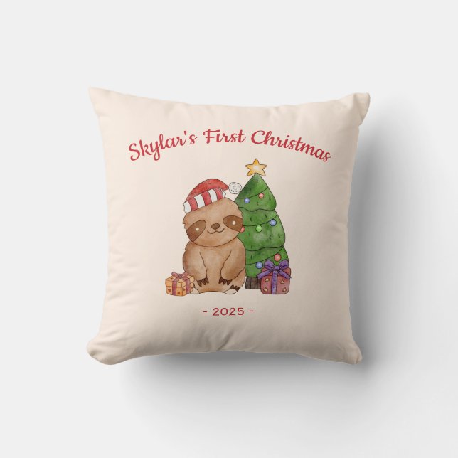 Keepsake Baby's First Christmas Throw Pillow (Front)