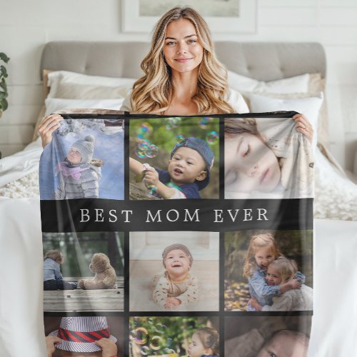 Keepsake Best Mom Ever Photo Collage Mothers Day Fleece Blanket