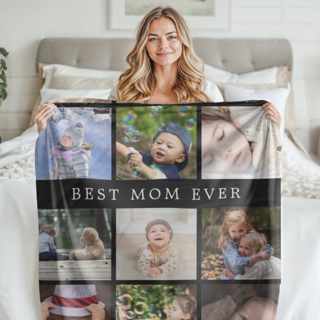 Keepsake Best Mom Ever Photo Collage Mothers Day Fleece Blanket (Keepsake Best Mom Ever Photo Collage Mothers Day Fleece Blanket)