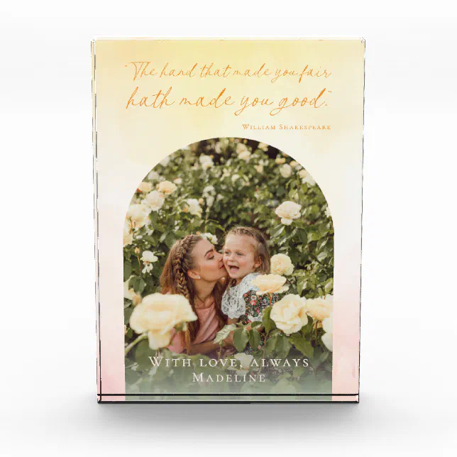 Keepsake Birthday Elegant Arch Watercolor Quote Photo Block