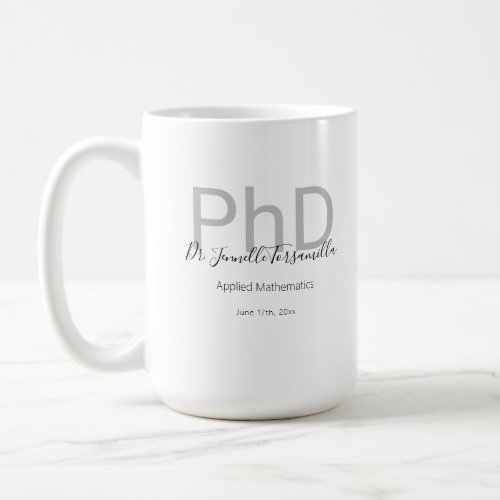 Keepsake Black Gray Name PhD Graduation  Coffee Mug