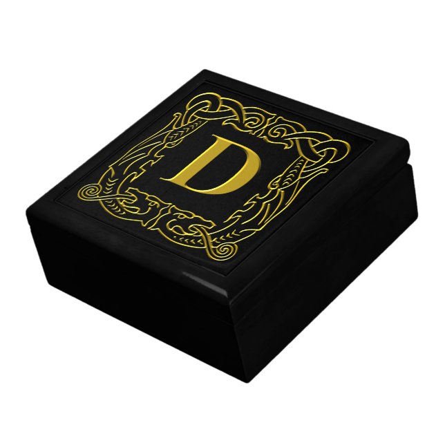 Keepsake Box - Celtic Dragon-Framed "D" (Side)