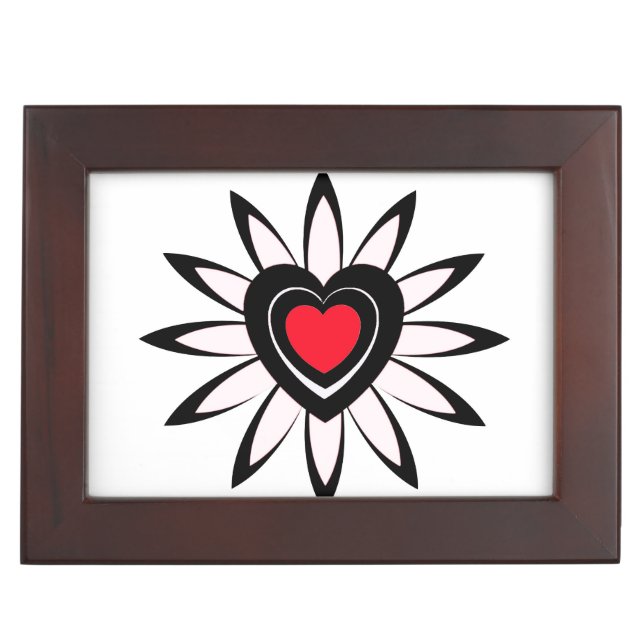 Keepsake Box , flower, with hearts. (Front)