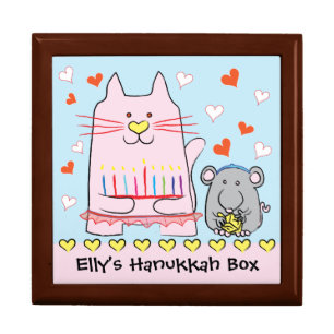 Keepsake Box Hanukkah Cat Mouse