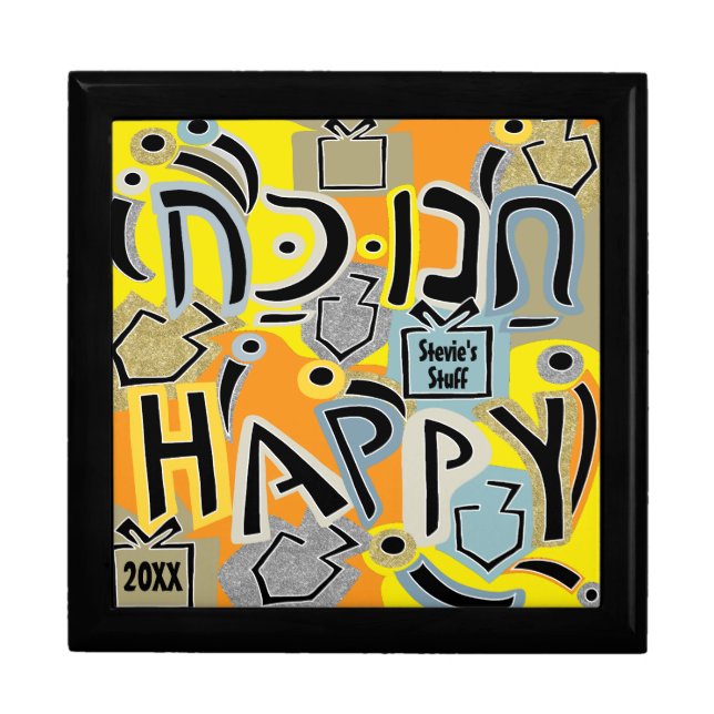 Keepsake Box Hanukkah Happy Glitzy Art (Front)