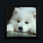 Keepsake Box Large/White Puppy<br><div class="desc">Keepsake Box Large/White Puppy Size Large 7.125" Square w/6" Tile Display your favorite images on a vibrant tile inlaid into the lid of this beautiful jewelry box. Made of lacquered wood, the jewelry box comes in Golden Oak, Ebony Black, Emerald Green, and Red Mahogany. Soft felt protects your jewelry and...</div>