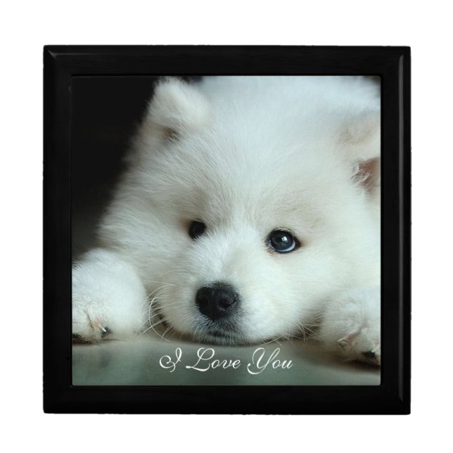 Keepsake Box Large/White Puppy (Front)