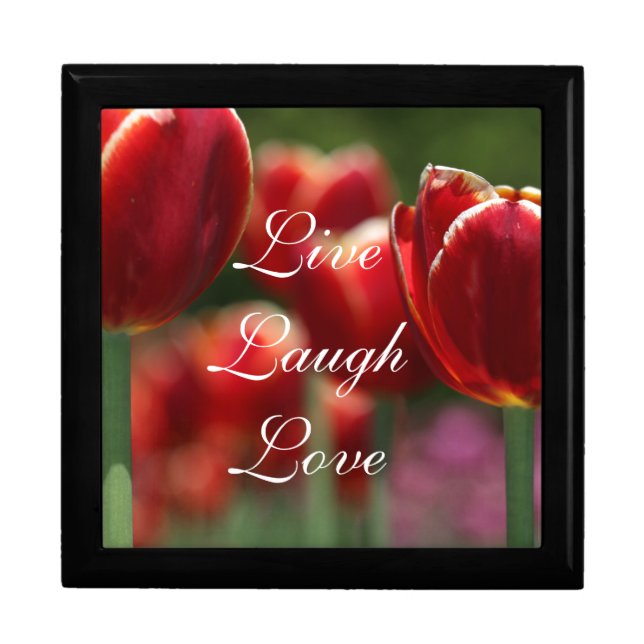Keepsake Box/Red Tulips/Live Laugh Love Box (Front)