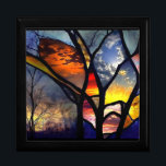 Keepsake Box/Scenery Keepsake Box<br><div class="desc">Keepsake Box/Stained Glass Scenery Size Large 7.125" Square w/6" Tile Display your favorite images on a vibrant tile inlaid into the lid of this beautiful jewelry box. Made of lacquered wood, the jewelry box comes in Golden Oak, Ebony Black, Emerald Green, and Red Mahogany. Soft felt protects your jewelry and...</div>