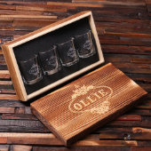 Keepsake Box & Set of 4 Etched Shot Glasses (Inside)
