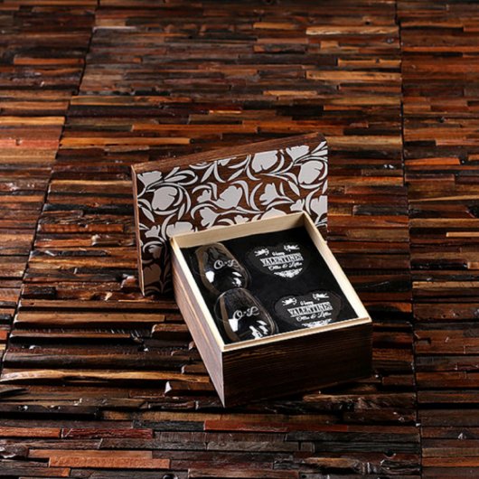 Keepsake Box, Wine Glasses & Slate Coasters (Inside)