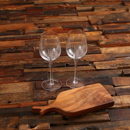 Keepsake Box & Wine Glasses with Cutting Board (Front)