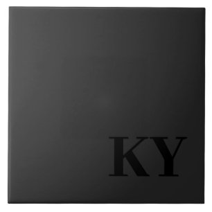 Keepsake Ceramic Tile - Initials, Black, Dark Gray